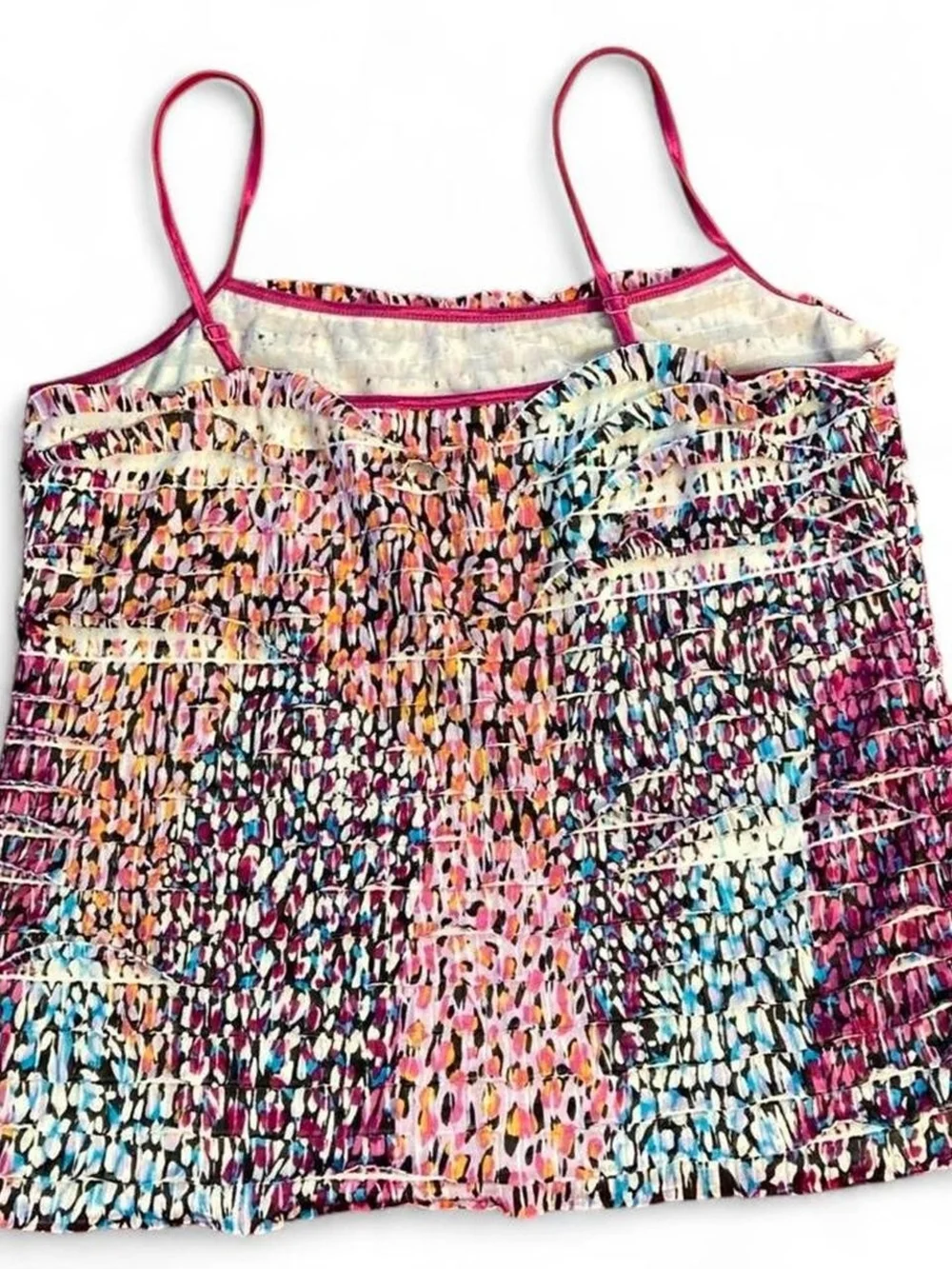 Early 2000s Multi Color Ruffle Cami Tank Top - Picture 2 of 7